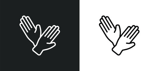 protection gloves line icon in white and black colors. protection gloves flat vector icon from protection gloves collection for web, mobile apps and ui.