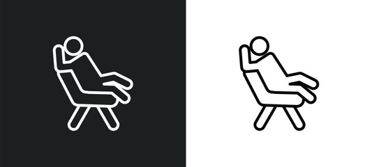 comfortable human line icon in white and black colors. comfortable human flat vector icon from comfortable human collection for web, mobile apps and ui.