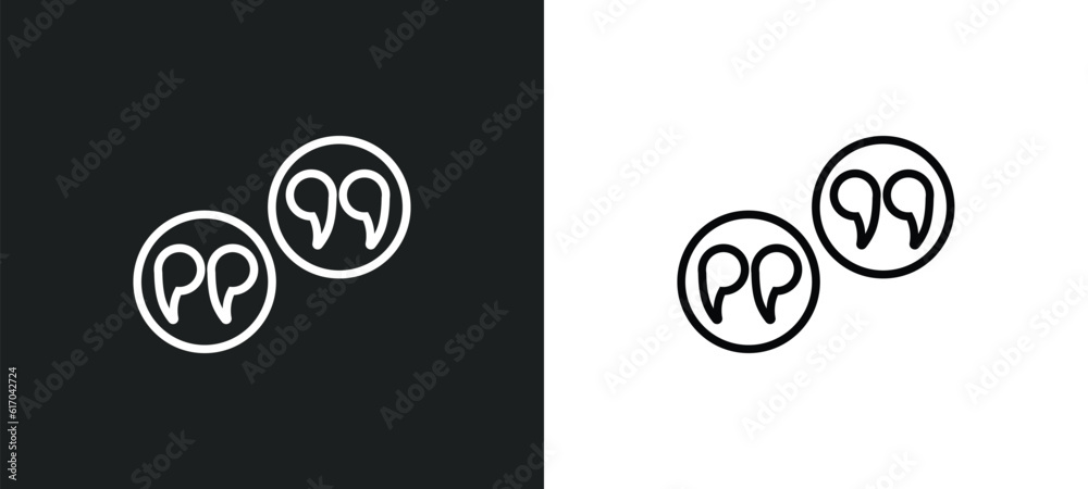 Poster quotation line icon in white and black colors. quotation flat vector icon from quotation collection 