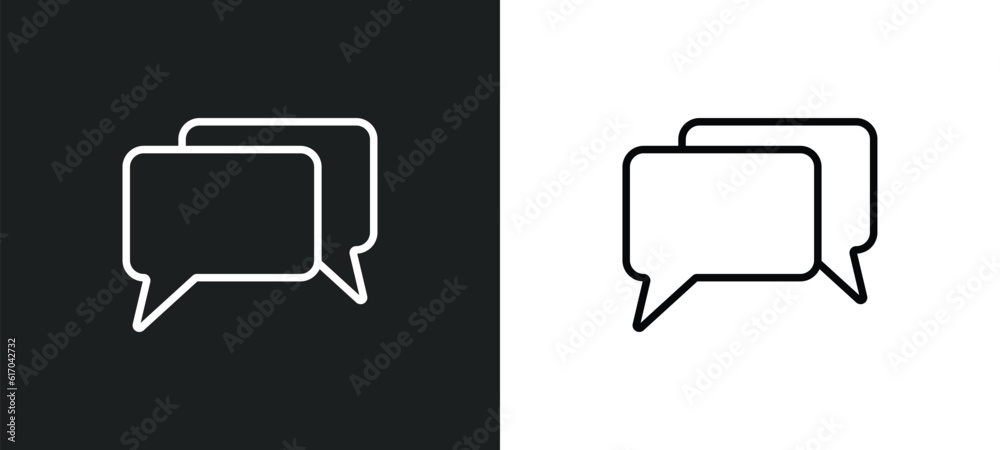 Poster comments line icon in white and black colors. comments flat vector icon from comments collection for