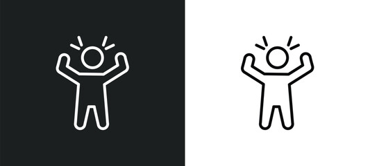 aggravated human line icon in white and black colors. aggravated human flat vector icon from aggravated human collection for web, mobile apps and ui.