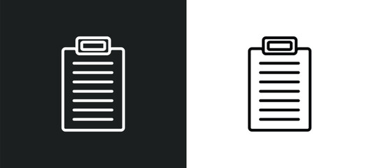 clipboards line icon in white and black colors. clipboards flat vector icon from clipboards collection for web, mobile apps and ui.