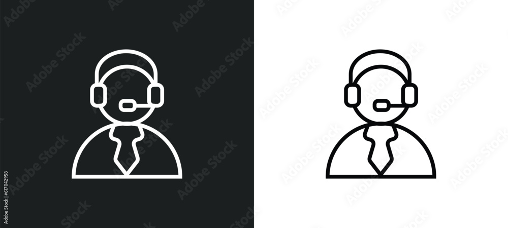 Poster operator line icon in white and black colors. operator flat vector icon from operator collection for