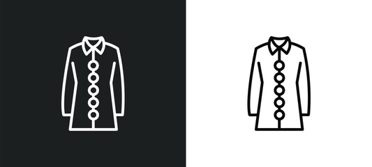 blouse with buttons line icon in white and black colors. blouse with buttons flat vector icon from blouse with buttons collection for web, mobile apps and ui.