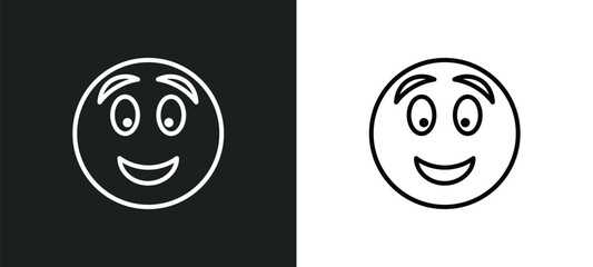 excited emoji line icon in white and black colors. excited emoji flat vector icon from excited emoji collection for web, mobile apps and ui.