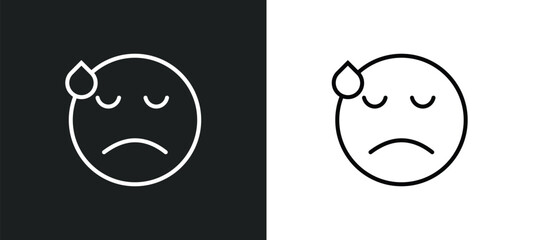 dissapointment emoji line icon in white and black colors. dissapointment emoji flat vector icon from dissapointment emoji collection for web, mobile apps and ui.