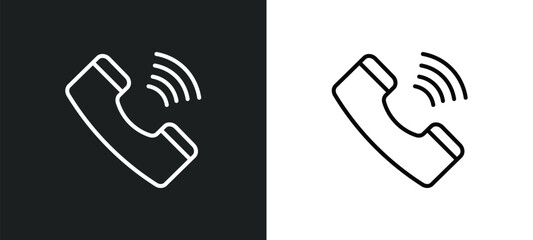 phone receiver line icon in white and black colors. phone receiver flat vector icon from phone receiver collection for web, mobile apps and ui.
