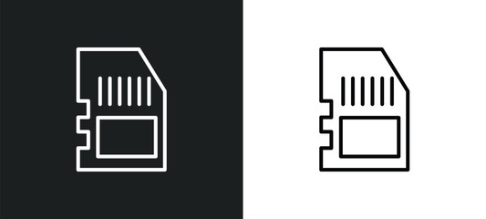 memory card line icon in white and black colors. memory card flat vector icon from memory card collection for web, mobile apps and ui.