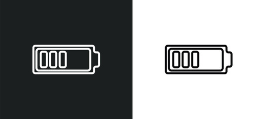 half battery line icon in white and black colors. half battery flat vector icon from half battery collection for web, mobile apps and ui.