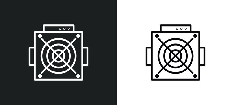 asic miner line icon in white and black colors. asic miner flat vector icon from asic miner collection for web, mobile apps and ui.