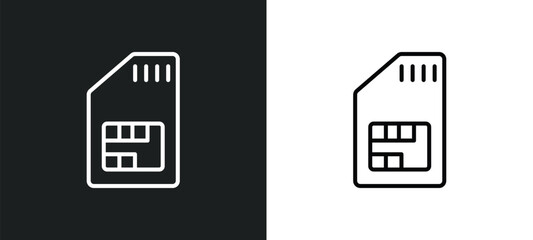 sim line icon in white and black colors. sim flat vector icon from sim collection for web, mobile apps and ui.