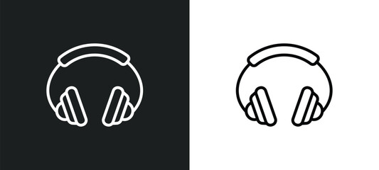 earphones line icon in white and black colors. earphones flat vector icon from earphones collection for web, mobile apps and ui.