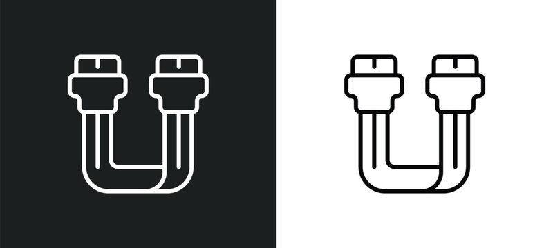 sata line icon in white and black colors. sata flat vector icon from sata collection for web, mobile apps and ui.