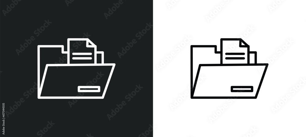 Poster files and folders line icon in white and black colors. files and folders flat vector icon from files