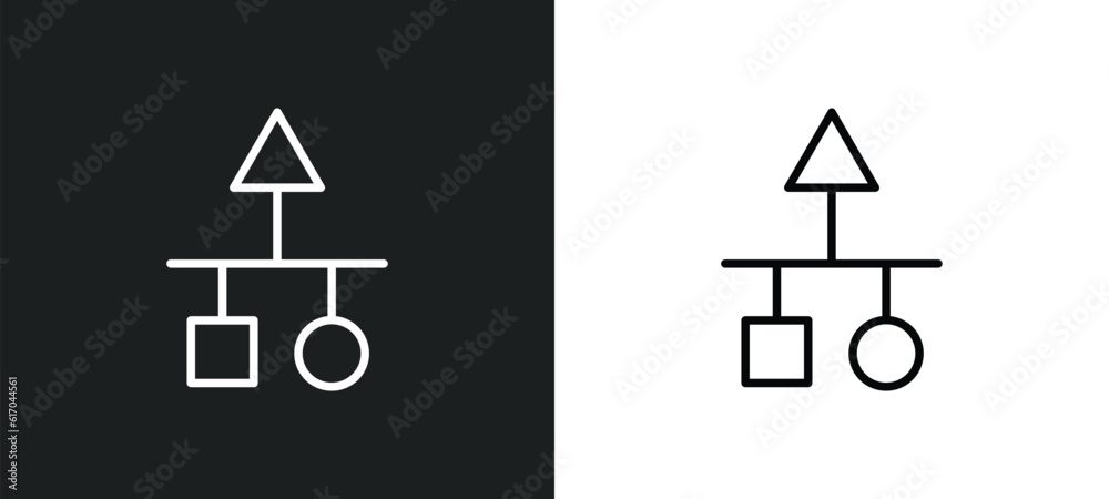 Poster scheme line icon in white and black colors. scheme flat vector icon from scheme collection for web, 