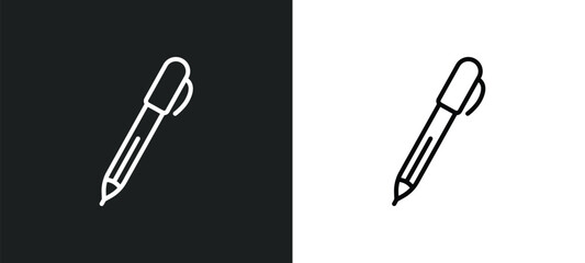 pen line icon in white and black colors. pen flat vector icon from pen collection for web, mobile apps and ui.