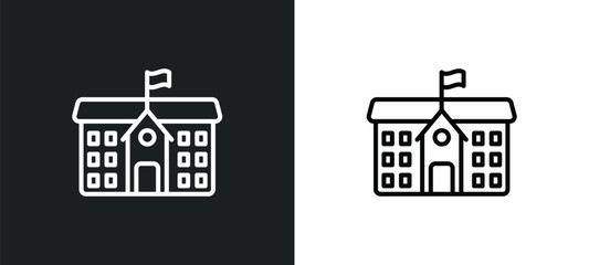 school line icon in white and black colors. school flat vector icon from school collection for web, mobile apps and ui.