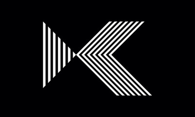 Letter K Logo Vector & Illustration Black Background 