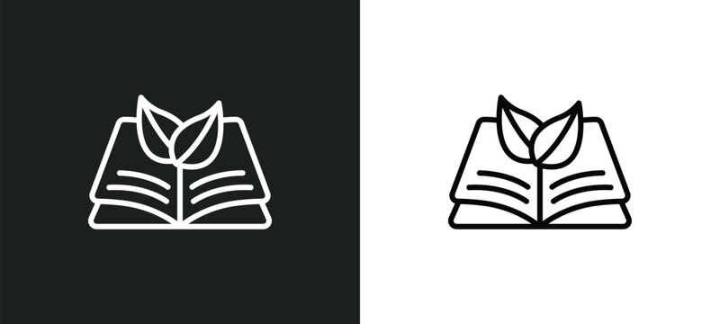 eco book line icon in white and black colors. eco book flat vector icon from eco book collection for web, mobile apps and ui.