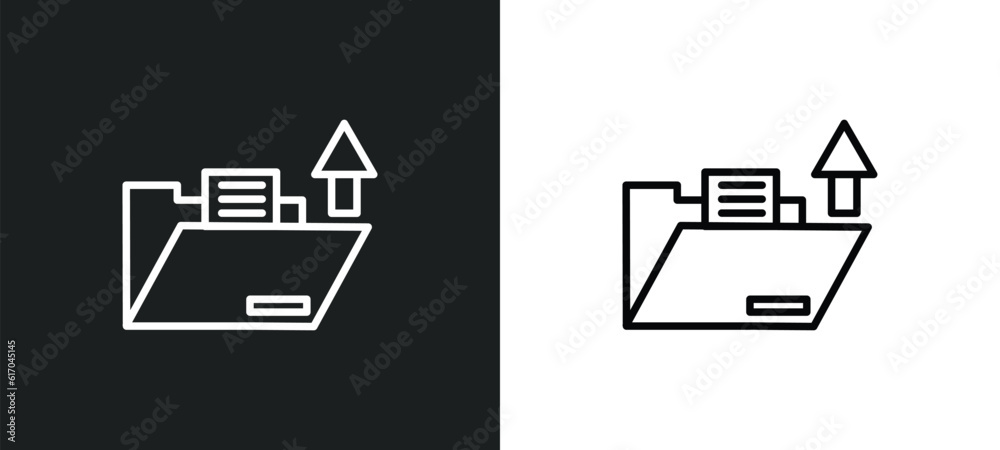 Poster open file line icon in white and black colors. open file flat vector icon from open file collection 