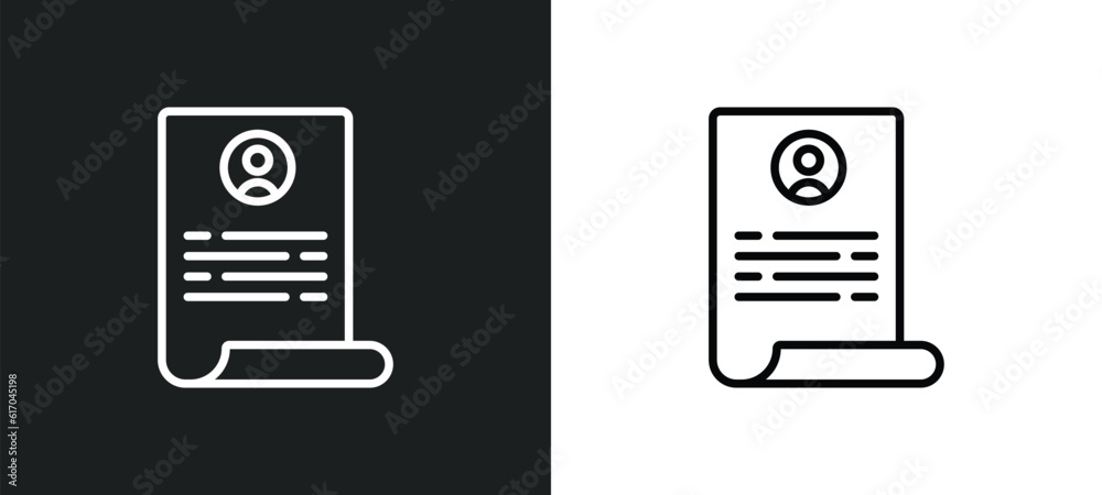 Poster application form line icon in white and black colors. application form flat vector icon from applica