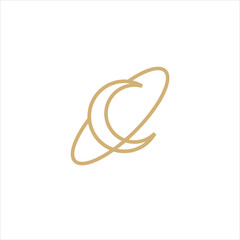 Naklejka premium Elegant crescent moon logo design line icon vector in luxury style