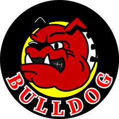 bulldog head animal dog cartoon character vector badge shield logo