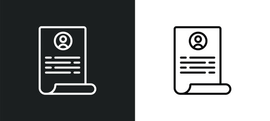 application form line icon in white and black colors. application form flat vector icon from application form collection for web, mobile apps and ui.