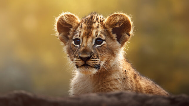 lion cub in the grass HD 8K wallpaper Stock Photographic Image