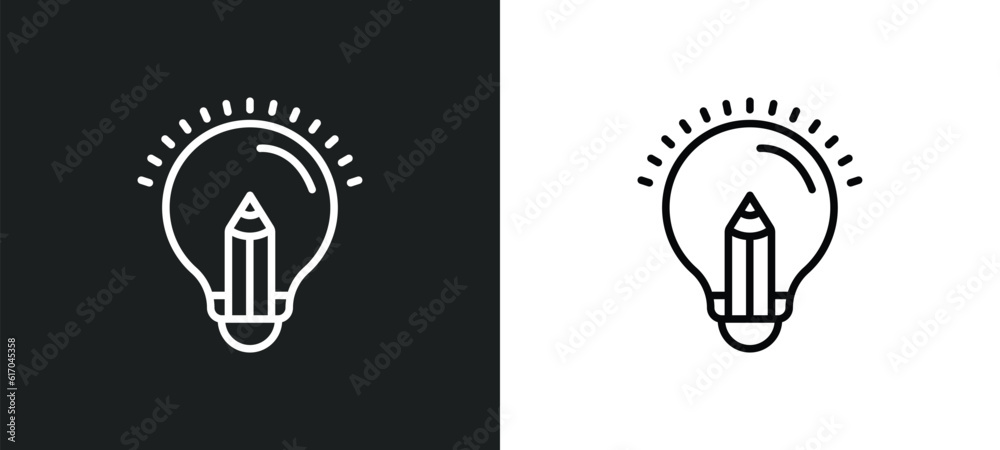 Poster having an idea line icon in white and black colors. having an idea flat vector icon from having an i