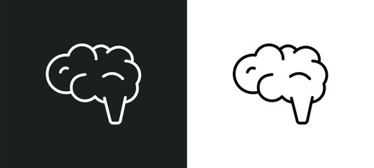 human brain line icon in white and black colors. human brain flat vector icon from human brain collection for web, mobile apps and ui.