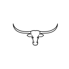 Line art Texas Longhorn logo, Country Western Bull Cattle Vintage Retro Logo Design