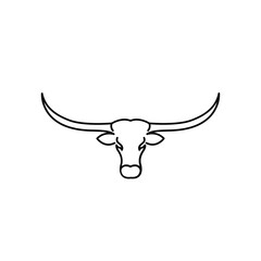 Line art Texas Longhorn logo, Country Western Bull Cattle Vintage Retro Logo Design