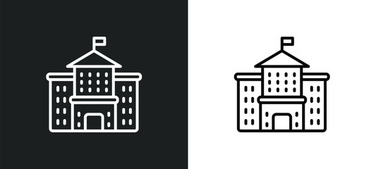 Obraz premium old school line icon in white and black colors. old school flat vector icon from old school collection for web, mobile apps and ui.