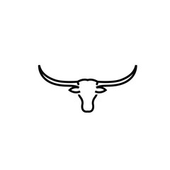 Line art Texas Longhorn logo, Country Western Bull Cattle Vintage Retro Logo Design