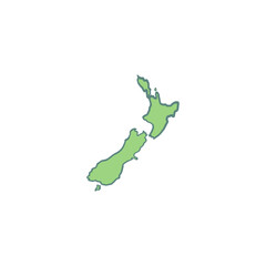 Green New Zealand Map Cartoon Style Vector Illustration
