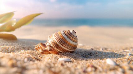 seashell on the beach HD 8K wallpaper Stock Photographic Image