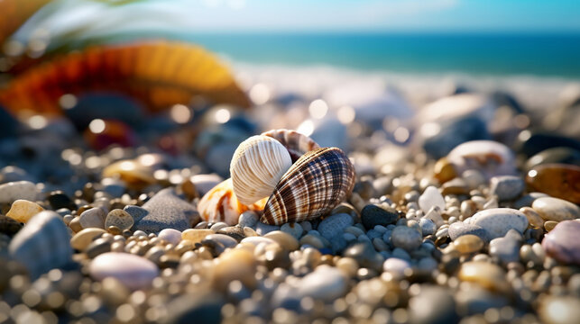 shell on the beach HD 8K wallpaper Stock Photographic Image