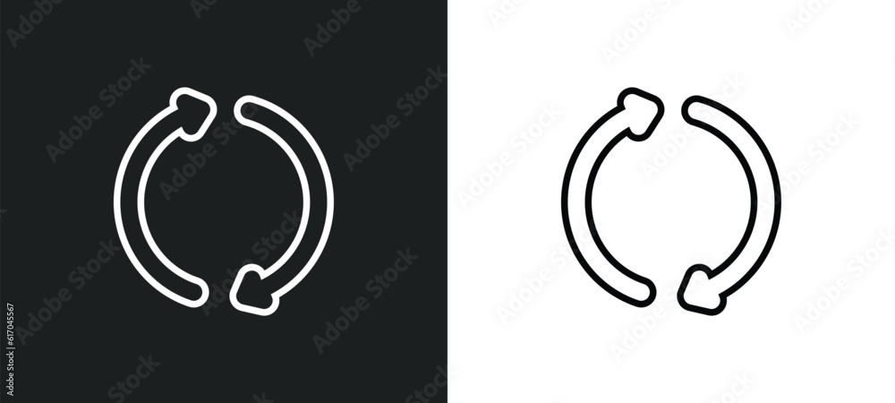 Poster reuse line icon in white and black colors. reuse flat vector icon from reuse collection for web, mob
