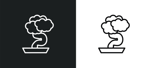 bonsai line icon in white and black colors. bonsai flat vector icon from bonsai collection for web, mobile apps and ui.