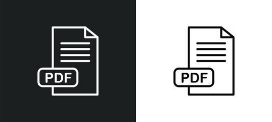 pdf line icon in white and black colors. pdf flat vector icon from pdf collection for web, mobile apps and ui.