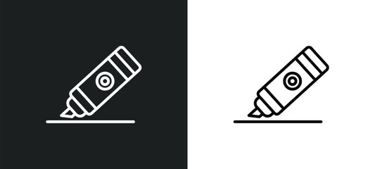 marker line icon in white and black colors. marker flat vector icon from marker collection for web, mobile apps and ui.