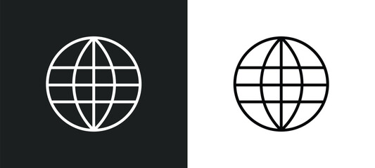 Naklejka premium international line icon in white and black colors. international flat vector icon from international collection for web, mobile apps and ui.