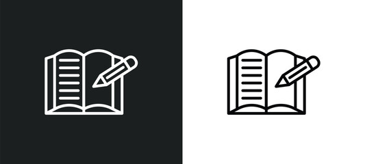 homework line icon in white and black colors. homework flat vector icon from homework collection for web, mobile apps and ui.