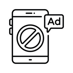 Ad Blocker Outline Icon Design illustration. Online Steaming Symbol on White background EPS 10 File