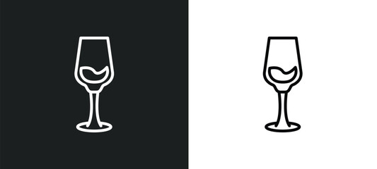glass with wine line icon in white and black colors. glass with wine flat vector icon from glass with wine collection for web, mobile apps and ui.