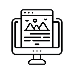 Fototapeta premium Blog Post Outline Icon Design illustration. Online Steaming Symbol on White background EPS 10 File