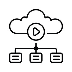 Cloud Video Network Outline Icon Design illustration. Online Steaming Symbol on White background EPS 10 File