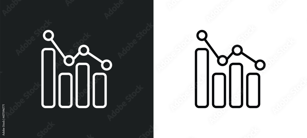 Poster analytics line icon in white and black colors. analytics flat vector icon from analytics collection 