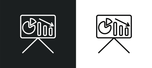 presentation line icon in white and black colors. presentation flat vector icon from presentation collection for web, mobile apps and ui.